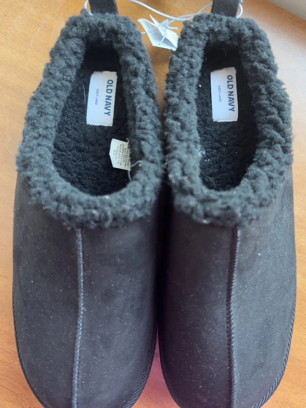 Old Navy Cozy Lined Platform Slippers Black Faux Suede NWT Women’s Size 9